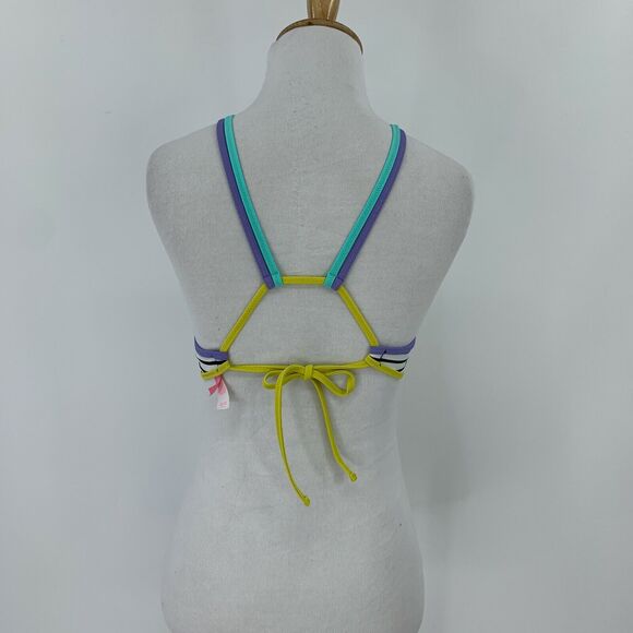 Victorias Secret Halter Bikini Top Womens M Medium Stripe Double Strap Padded - Picture 4 of 11